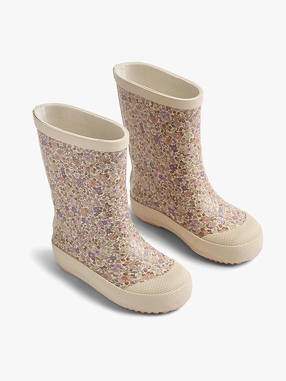 Wheat Rubber Boot Muddy Lilac Flower Meadow