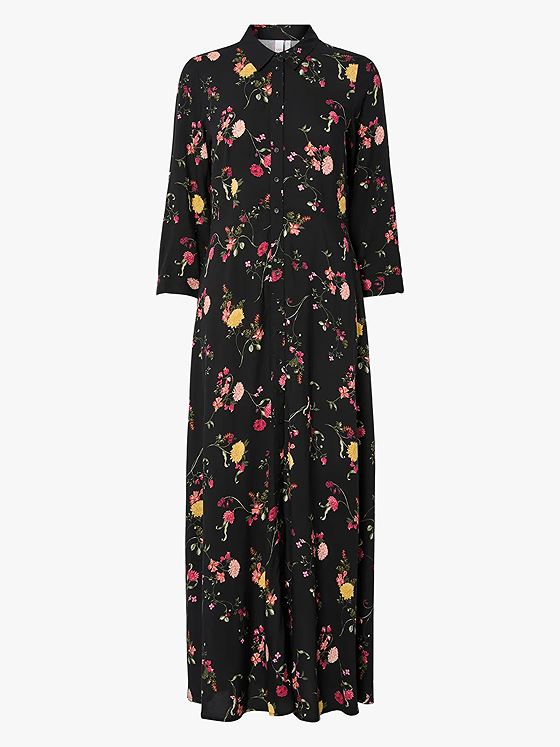 Y.A.S Savanna Long Shirt Dress Black Botari
