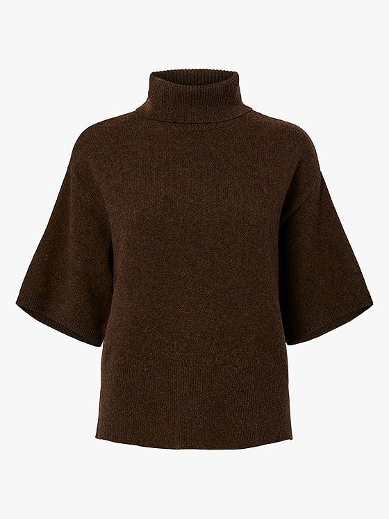 Y.A.S Emila 2/4 Roll Neck Knit Pullover Chocolate Brown