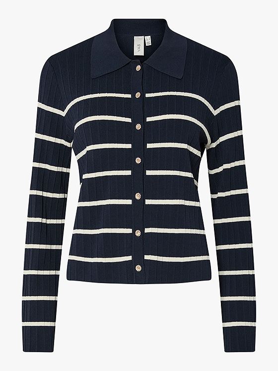 Y.A.S Limana Long Sleeve Knit Cardigan Navy Blazer Birch