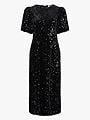 Y.A.S Sofie 2/4 Sequin Midi Dress Black with Sequins