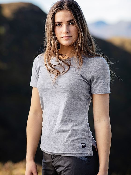Ulvang Summer Wool Tee Grey Melange/Persimmon