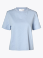 Selected Femme Essential Short Sleeve Boxy Tee Cashmere Blue