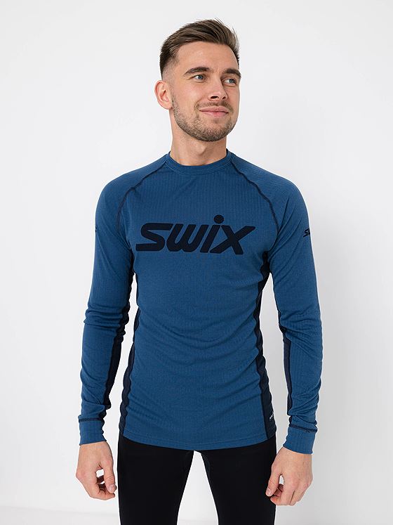Swix RaceX Bodywear Long Sleeve Men Lake Blue/Dark Navy
