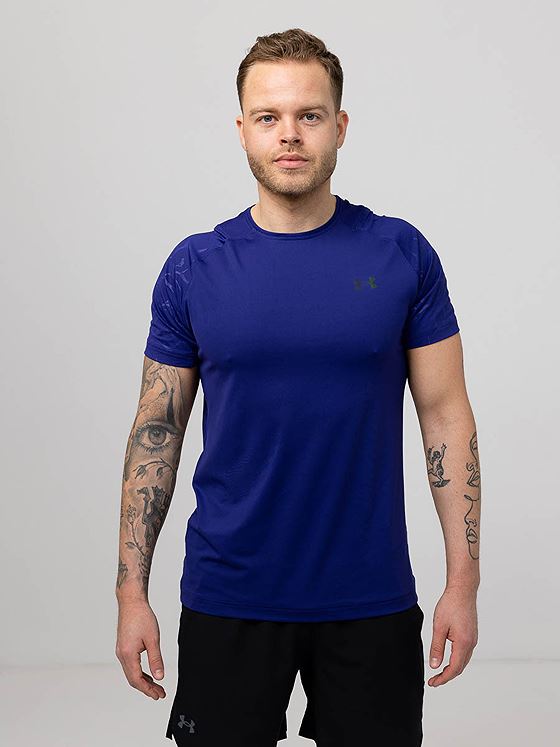 Under Armour Rush Emboss Short Sleeve Tee Sonar Blue / Black