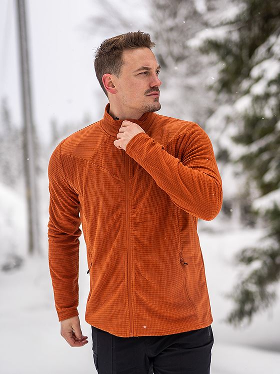 Twentyfour Isbre Zip Fleece Herre Orange Brun